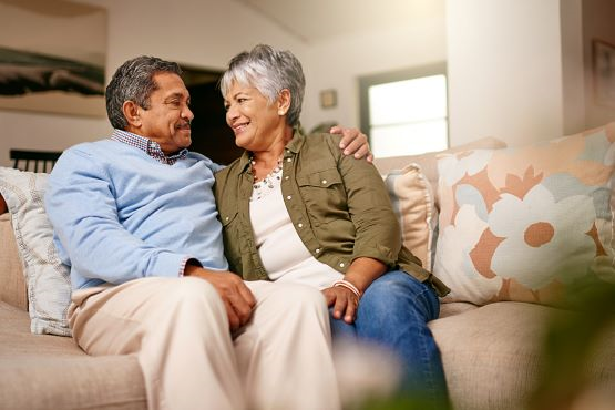 Couple sitting in a couch